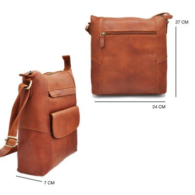 Leather crossbody bag 27x24x7 cm PUNO