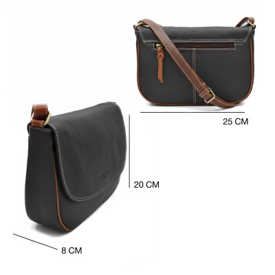 Leather crossbody bag 25x20x8 cm SHALE