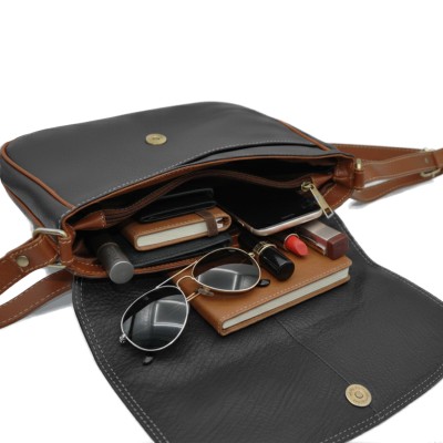 Leather crossbody bag 25x20x8 cm SHALE