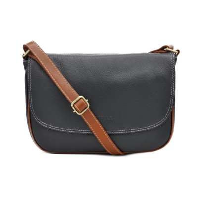 Leather crossbody bag 25x20x8 cm SHALE