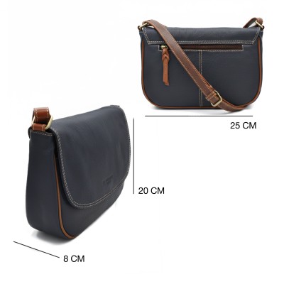 Leather crossbody bag 25x20x8 cm SHALE