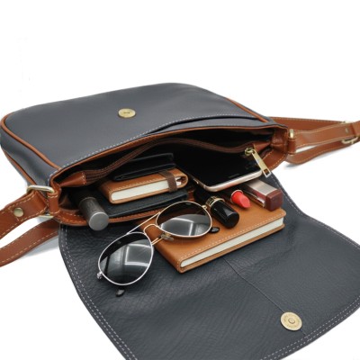 Leather crossbody bag 25x20x8 cm SHALE