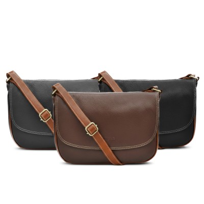 Leather crossbody bag 25x20x8 cm SHALE