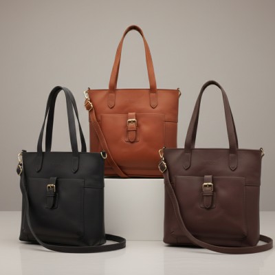 Leather handbag with double handles 26x26x9 cm DEAN