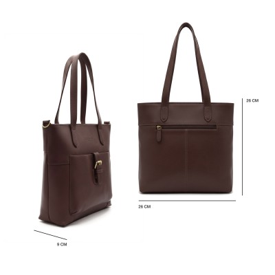 Leather handbag with double handles 26x26x9 cm DEAN