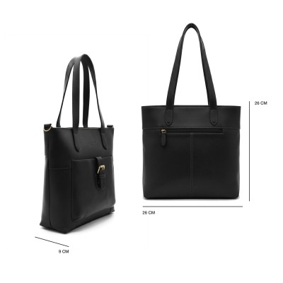 Leather handbag with double handles 26x26x9 cm DEAN