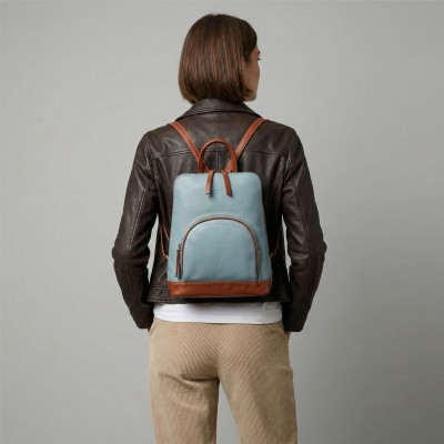 Natural leather backpack 27x25x9 cm EYES