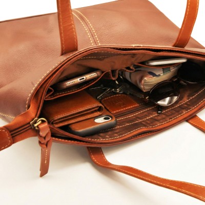 Leather shoulder bag 25x32x11 cm BAGO