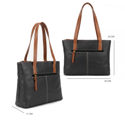 Leather shoulder bag 25x32x11 cm BAGO