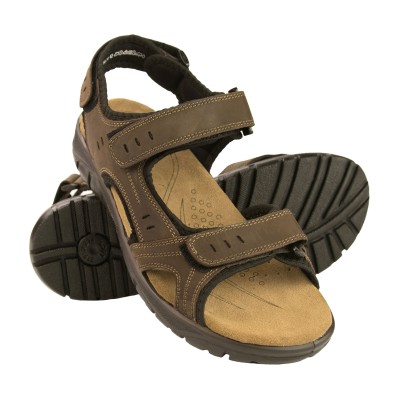 STONE leather sandals with velcro closure