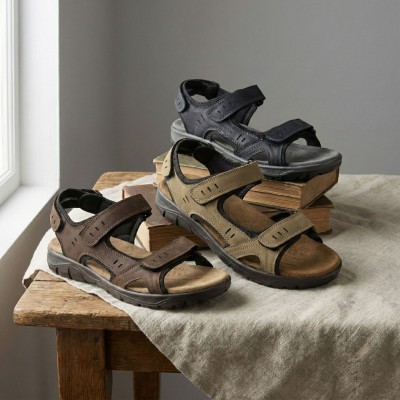 STONE leather sandals with velcro closure Zerimar - 3