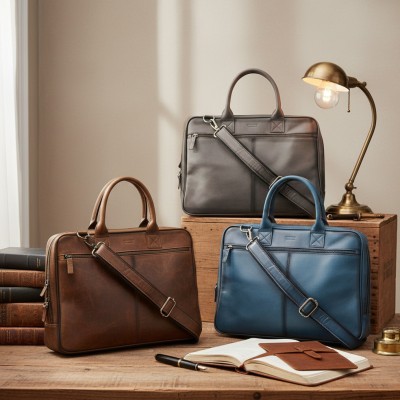 Multi-space leather briefcase 30x40x8,5 cm OCEAN&APACHE