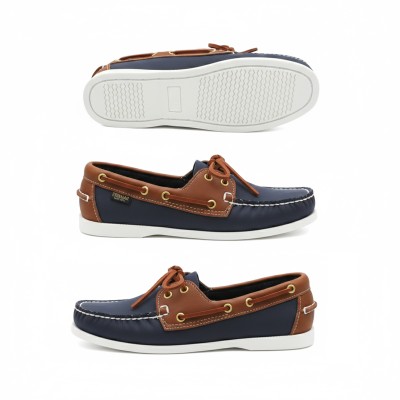 Leather boat shoes with laces model TIRRENO