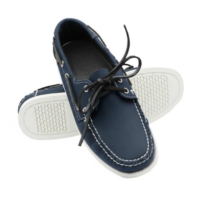 Leather boat shoes with laces model TIRRENO
