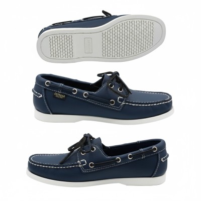 Leather boat shoes with laces model TIRRENO