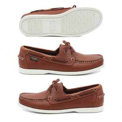 Leather boat shoes with laces model TIRRENO