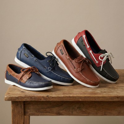 Leather boat shoes with laces model TIRRENO