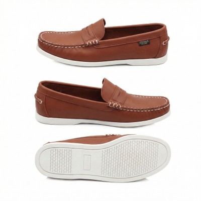 Leather loafers with penny strap model WALACE