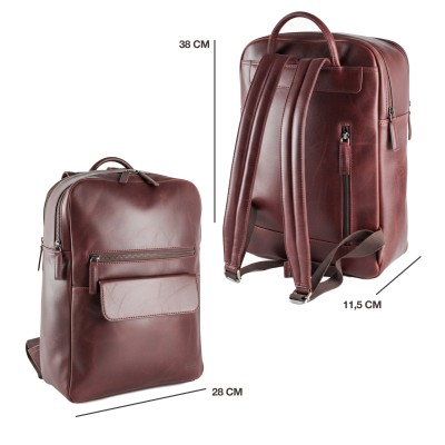 Natural leather backpack 38x28x11 cm BLOKE