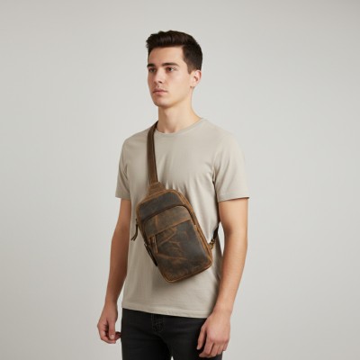 Leather shoulder bag DUNN 25x14x7 cm