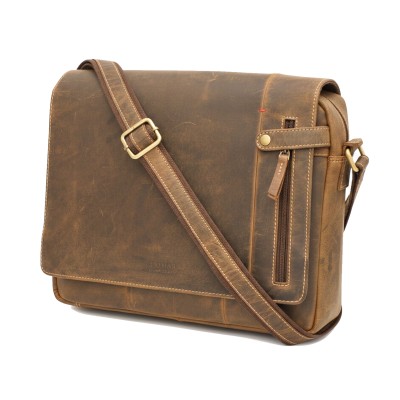 Leather briefcase with shoulder strap 37x30x8 cm CLUB