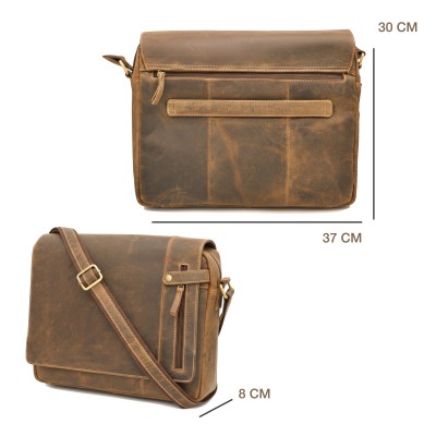 Leather briefcase with shoulder strap 37x30x8 cm CLUB