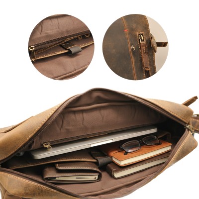 Leather briefcase with shoulder strap 37x30x8 cm CLUB