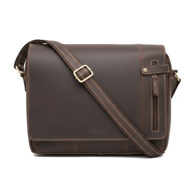 Leather briefcase with shoulder strap 37x30x8 cm CLUB