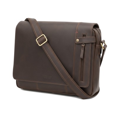 Leather briefcase with shoulder strap 37x30x8 cm CLUB