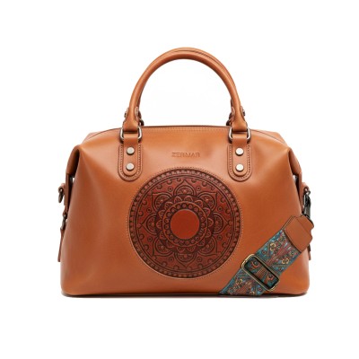Leather handbag with double handles 32x22x12 cm MILO