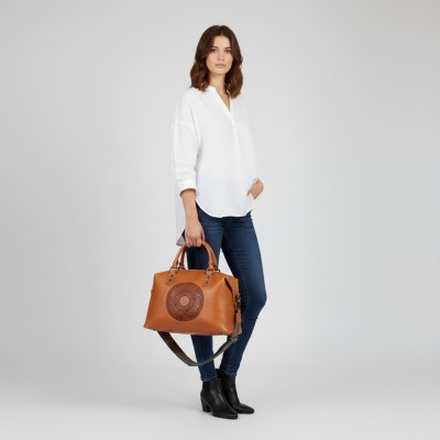 Leather handbag with double handles 32x22x12 cm MILO
