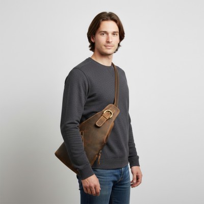 Leather shoulder bag ROTE 29x18x5 cm