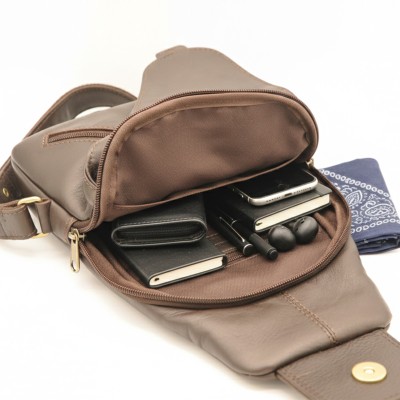 Leather shoulder bag ROTE 29x18x5 cm