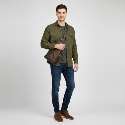 Leather shoulder bag ROTE 29x18x5 cm