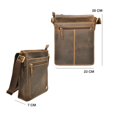 Leather shoulder bag CAVAL 28x23x7 cm