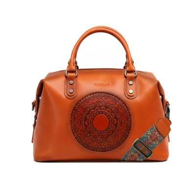 Leather handbag with double handles 32x22x12 cm MILO