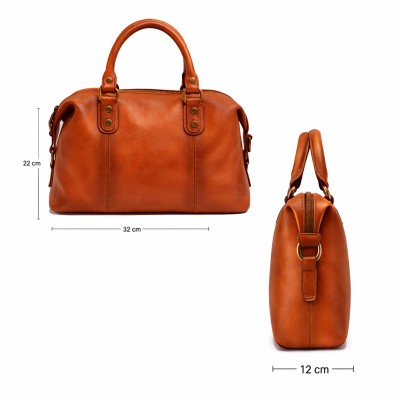 Leather handbag with double handles 32x22x12 cm MILO
