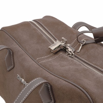 Suede shoulder bag with lock and key 34x20x12 cm