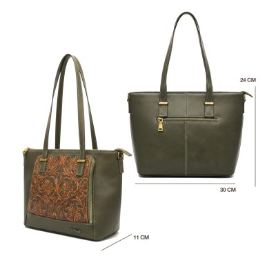 Engraved leather bag with double handle 30x24x11 cm GIARDE