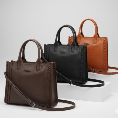 Leather handbag with double handles 30x25x11 cm HALLE