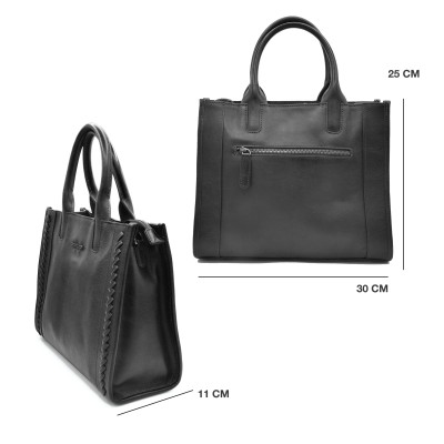 Leather handbag with double handles 30x25x11 cm HALLE