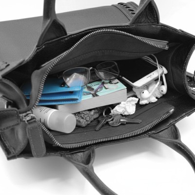 Leather handbag with double handles 30x25x11 cm HALLE