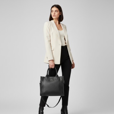 Leather handbag with double handles 30x25x11 cm HALLE