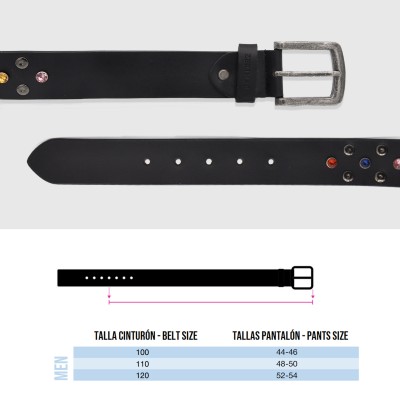 Leather belt with studs 39 mm GEM