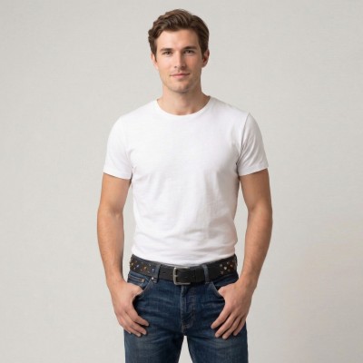 Leather belt with studs 39 mm GEM