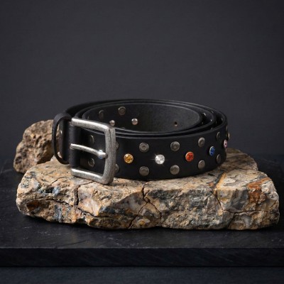 Leather belt with studs 39 mm GEM
