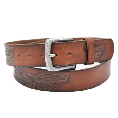 Engraved leather belt EAGLE 39 mm