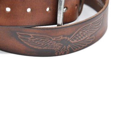 Engraved leather belt EAGLE 39 mm