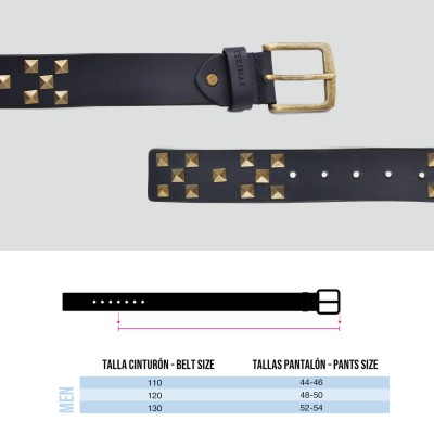 Leather belt with studs 38 mm STUDS