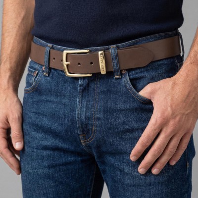 Leather belt 33 mm JADE model